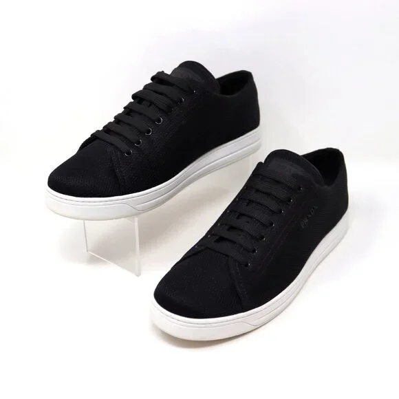 Prada 41 Black Sneaker Mesh Knit Fabric 3E6187 - Picture 5 of 12